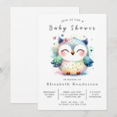 お洒落カスタムフクロウ赤ちゃん 招待状 (正面/裏面)