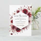 お洒落カスタムブルグンディ結婚ズ セーブザデート (スタンド正面)