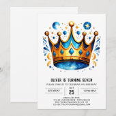 お洒落カスタムプリンスクラウン誕生日 招待状 (正面/裏面)