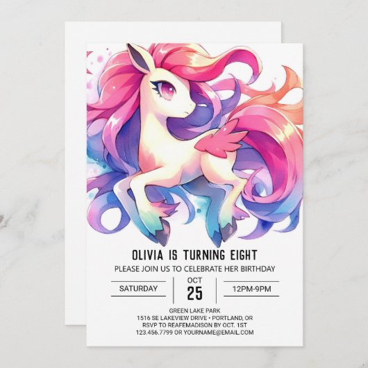 お洒落カスタム誕生日 招待状 (正面/裏面)