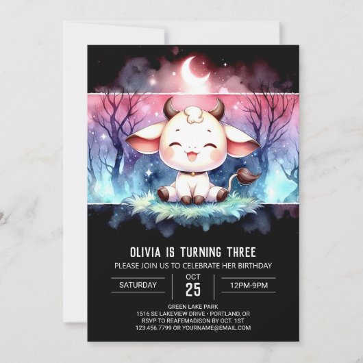 お洒落カスタム誕生日 招待状 (正面)