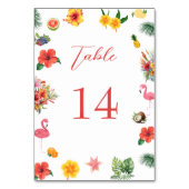 お洒落カラフルおもしろい熱帯フラ結婚ミングル テーブルナンバー (裏面)