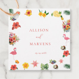 お洒落カラフルおもしろい熱帯フラ結婚ミングル フェイバータグ