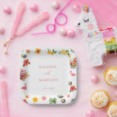 お洒落カラフルおもしろい熱帯フラ結婚ミングル ペーパープレート (パーティー)