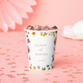 お洒落カラフルおもしろい熱帯フラ結婚ミングル 紙コップ