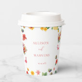 お洒落カラフルおもしろい熱帯フラ結婚ミングル 紙コップ (裏面)