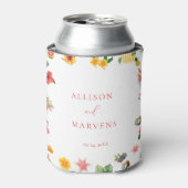 お洒落カラフルおもしろい熱帯フラ結婚ミングル 缶クーラー (缶正面)