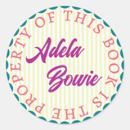 お洒落カラフルはっきりした蔵書票 ラウンドシール