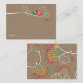 お洒落カラフルキスをする夏結婚鳥 プレイスカード (正面/裏面)