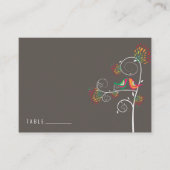 お洒落カラフルキスをする夏結婚鳥 プレイスカード (正面)