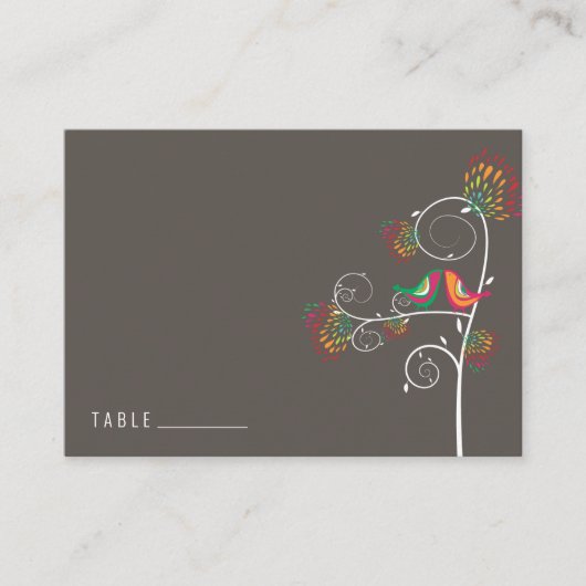 お洒落カラフルキスをする夏結婚鳥 プレイスカード (正面)