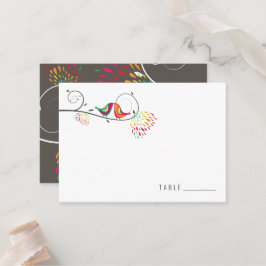 お洒落カラフルキスをする夏結婚鳥 プレイスカード
