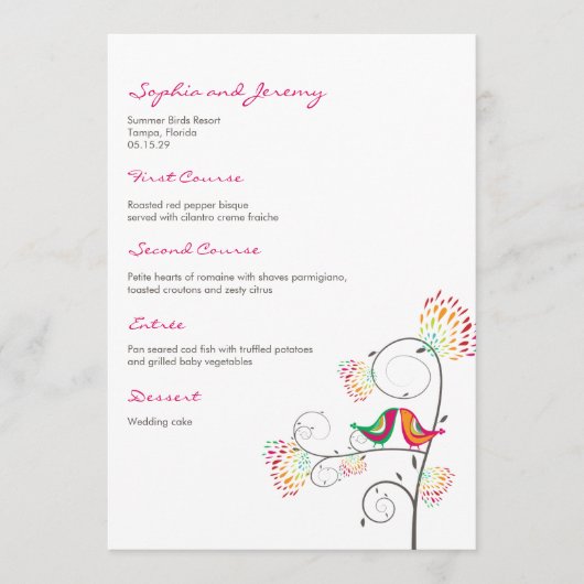 お洒落カラフルキスをする夏結婚鳥 メニュー (正面)