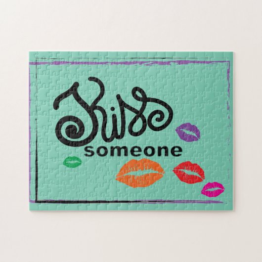 お洒落カラフルキスイラストレーション ジグソーパズル (横)