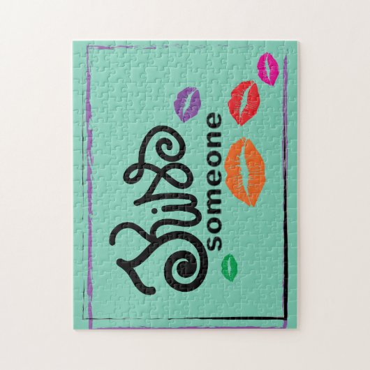 お洒落カラフルキスイラストレーション ジグソーパズル (縦)