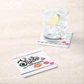 お洒落カラフルキスイラストレーション スクエアペーパーコースター (インサイチュ)