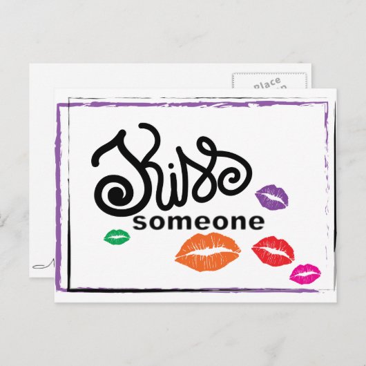 お洒落カラフルキスイラストレーション ポストカード (正面/裏面)