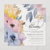 お洒落カラフルフローララブ開花ブライダルシャワー 招待状 (正面/裏面)