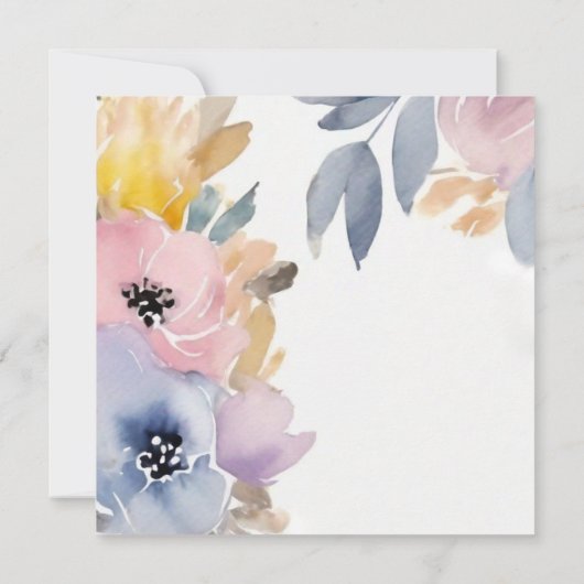 お洒落カラフルフローララブ開花ブライダルシャワー 招待状 (裏面)