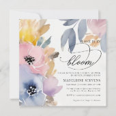 お洒落カラフルフローララブ開花ブライダルシャワー 招待状 (正面)