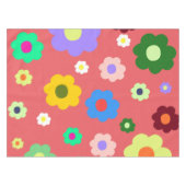 お洒落カラフルフローラレトロ,陽気名門私立校風の テーブルクロス (正面(横))