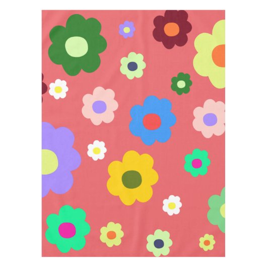 お洒落カラフルフローラレトロ,陽気名門私立校風の テーブルクロス (正面)