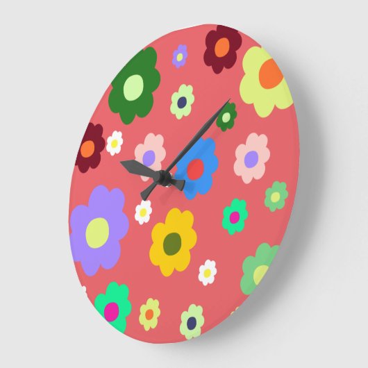 お洒落カラフルフローラレトロ,陽気名門私立校風の ラージ壁時計 (傾斜)