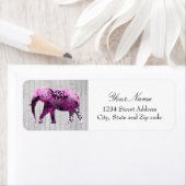 お洒落カラフルフローラ象オンウッドデザイン ラベル (インサイチュ)