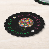 お洒落カラフルポップ・アートの春の花のツリーパーティー ペーパーコースター (アングル)