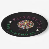 お洒落カラフルポップ・アートの春の花のツリーパーティー ペーパープレート (アングル)