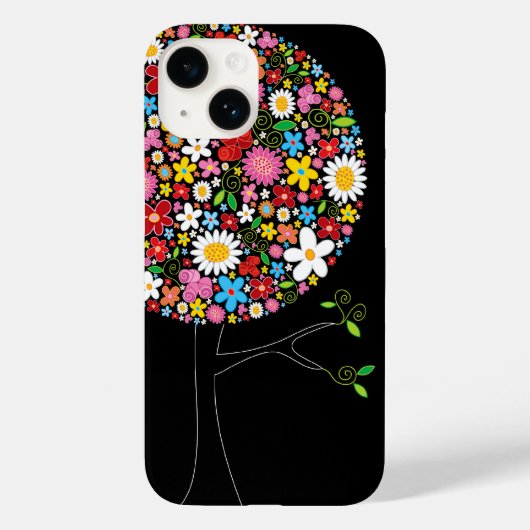 お洒落カラフルポップ・アートの春の花のツリー自然 Case-Mate iPhoneケース (裏面)
