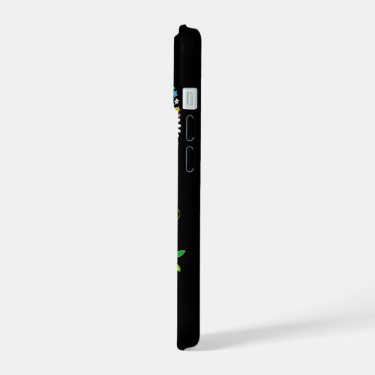 お洒落カラフルポップ・アートの春の花のツリー自然 iPhone 15ケース (左側面)