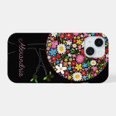 お洒落カラフルポップ・アートの春の花のツリー自然 iPhone 15ケース (裏面横)