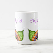 お洒落カラフルモダンフローラ水色 コーヒーマグカップ (中央)