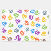 お洒落カラフル中国の龍柄 ラッピングペーパーシート (正面)