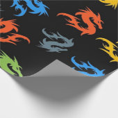 お洒落カラフル中国の龍柄 ラッピングペーパー (角)