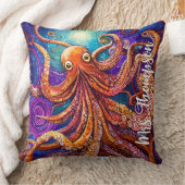 お洒落カラフル名を付けたパーソナライズされたたこ クッション (ブランケット)