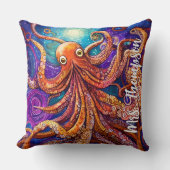 お洒落カラフル名を付けたパーソナライズされたたこ クッション (正面)