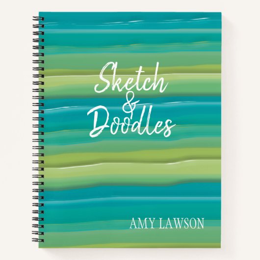 お洒落カラフル水色パーソナライズされた ノートブック (正面)