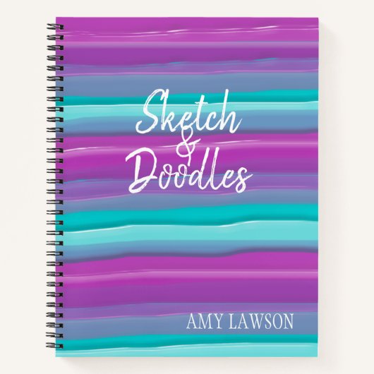 お洒落カラフル水色パーソナライズされた ノートブック (正面)