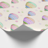 お洒落カラフル熱気球おもしろいパターン ラッピングペーパー (角)