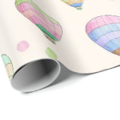 お洒落カラフル熱気球おもしろいパターン ラッピングペーパー (ロールコーナー)