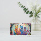 お洒落カラフル猫イラストレーション 名刺 (スタンド正面)