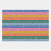 お洒落カラフル雪ストライプ雪 ラッピングペーパーシート (正面)