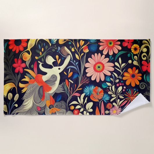 お洒落カラフル音模様 ビーチタオル (正面)