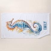 お洒落カラフル馬パーソナライズされた ビーチタオル (正面)