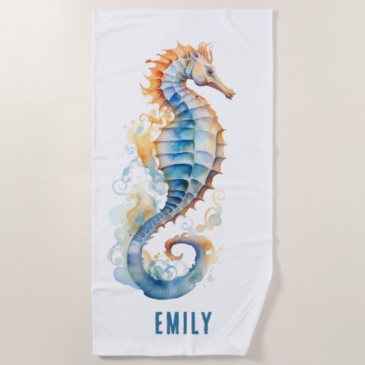 お洒落カラフル馬パーソナライズされた ビーチタオル (正面)