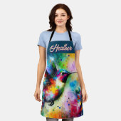 お洒落カラフル鳥パーソナライズされた エプロン (着用した状態)