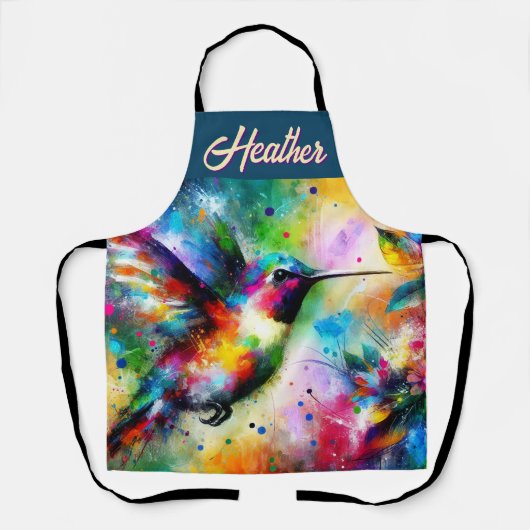 お洒落カラフル鳥パーソナライズされた エプロン (正面)