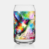 お洒落カラフル鳥パーソナライズされた ガラス缶 (裏面)